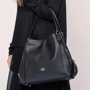 Coach Edie Black Pebbled Leather Shoulder Bag